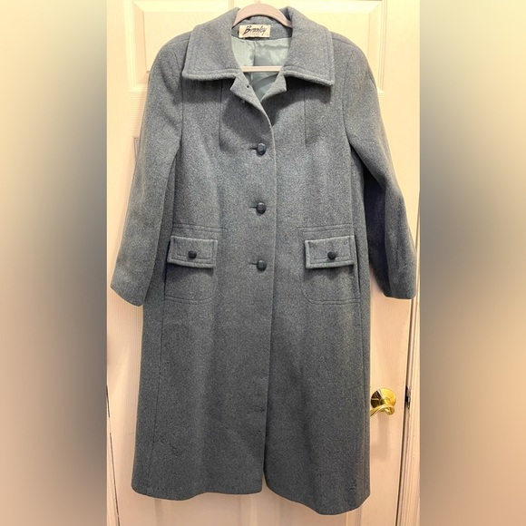 Bromley 100% Wool Button Down Trench Coat Long Sleeves Women’s Size Medium/Large - Picture 9 of 16